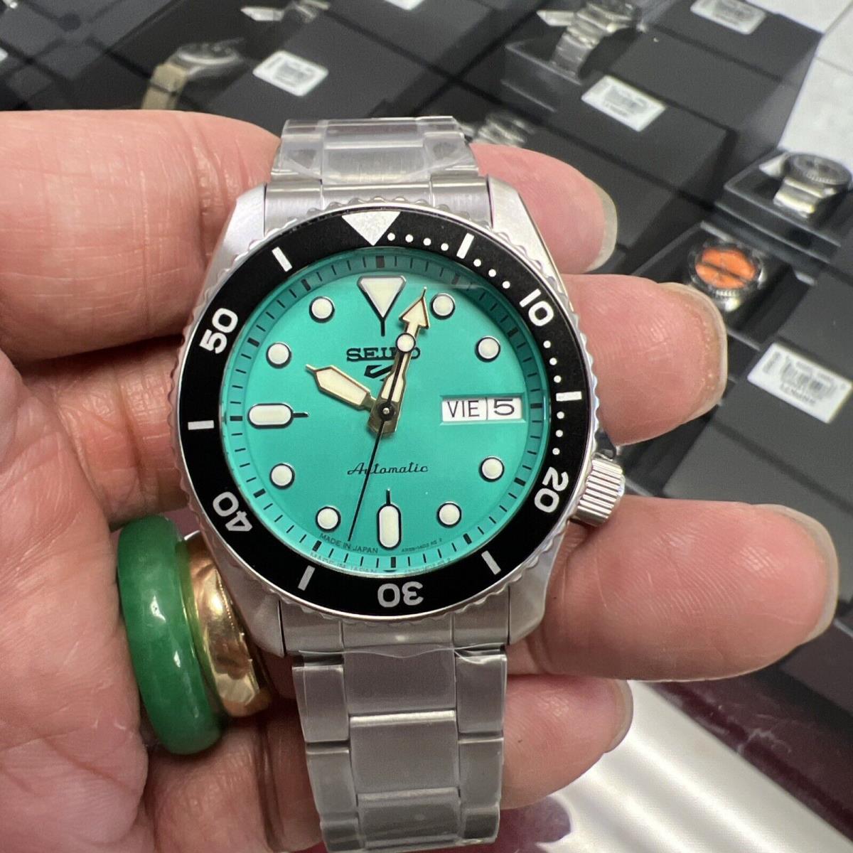 Seiko SRPK33 Stainless Steel 38 mm Vibrant Green Dial Day Date Auto Good Stuff