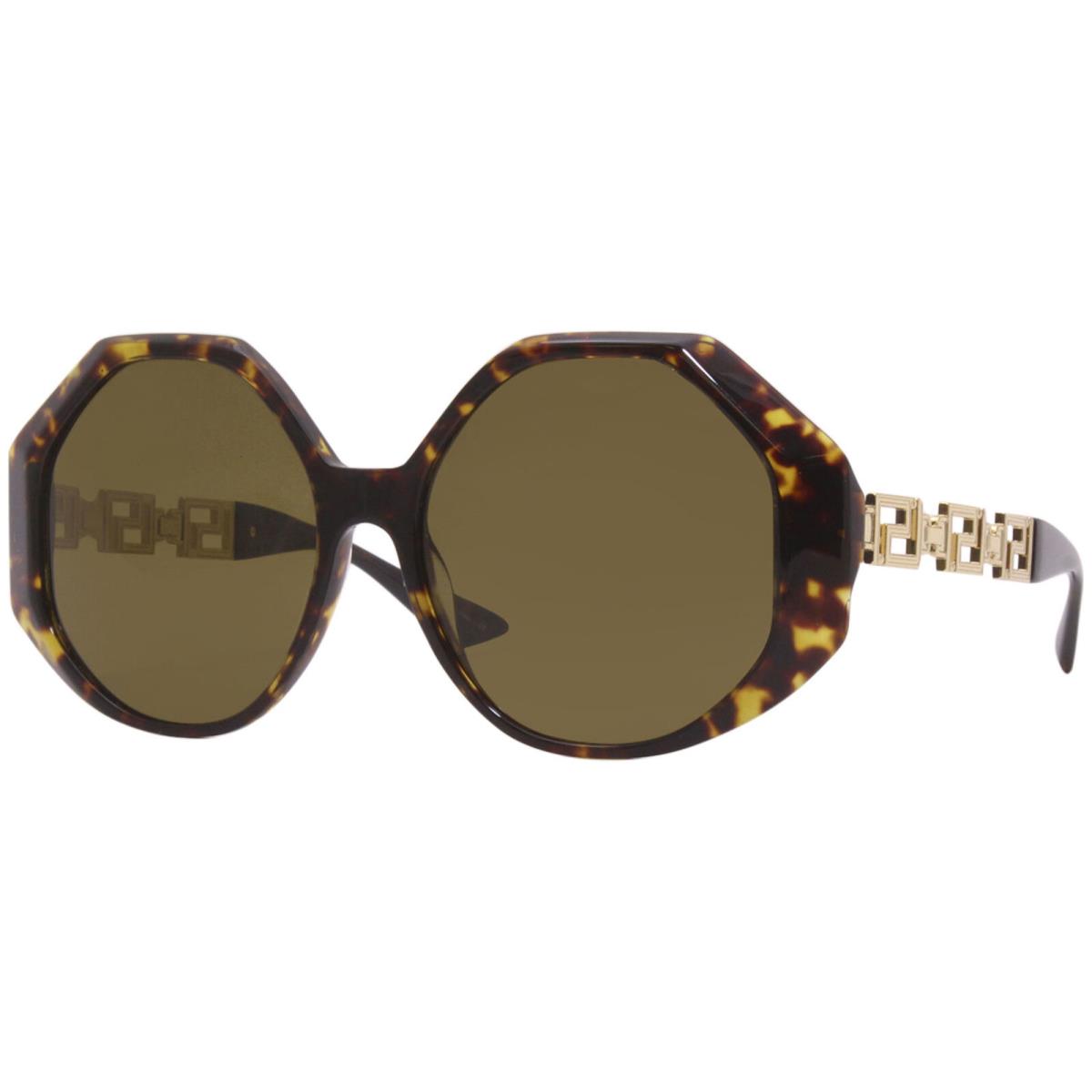 Versace 4395 108/73 Sunglasses Women`s Havana-gold/dark Brown Lens Square 59mm