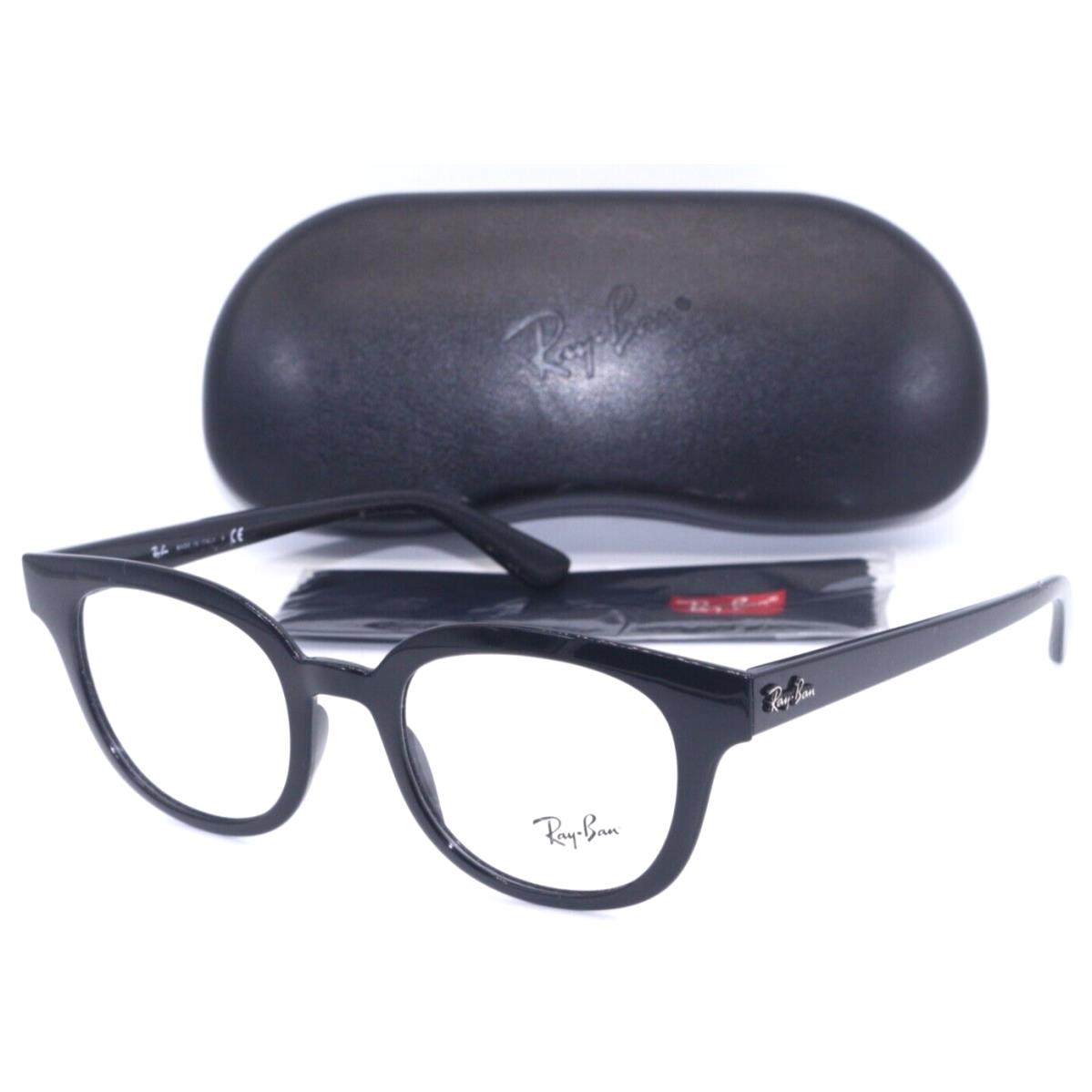 Ray-ban RB 4324-V 2000 Round Polished Black Frame Eyeglasses 50-21