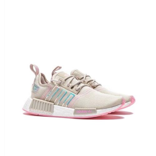 Adidas Nmd R1 Boost Shoes Women Size 7 Off White Pink Athletic Running Sneakers