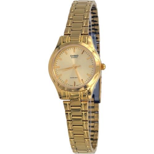 Casio LTP1275G-9A Women`s Standard Gold Tone Gold Dial Stainless Steel Watch - Dial: Gold, Band: Gold, Bezel: Gold