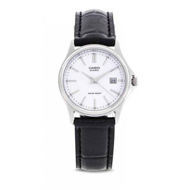 Casio LTP-1183E-7A Ladies Silver Analog Watch Leather Band Date Display