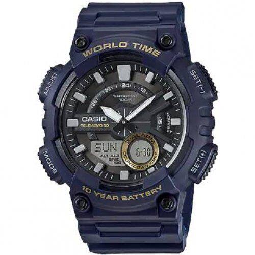 Casio AEQ-110W-2AV Mens Black 100M World Time Digital/ Analog Sports Watch