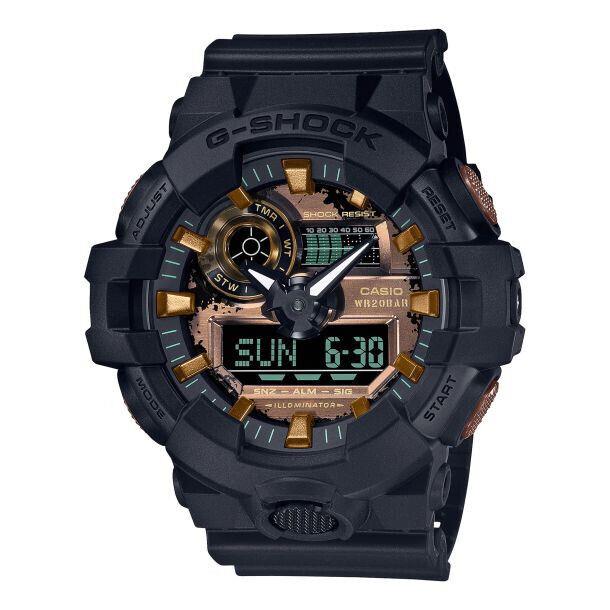 Casio G-shock Black and Rust Series Analog-digital Resin Strap Watch GA700RC-1A