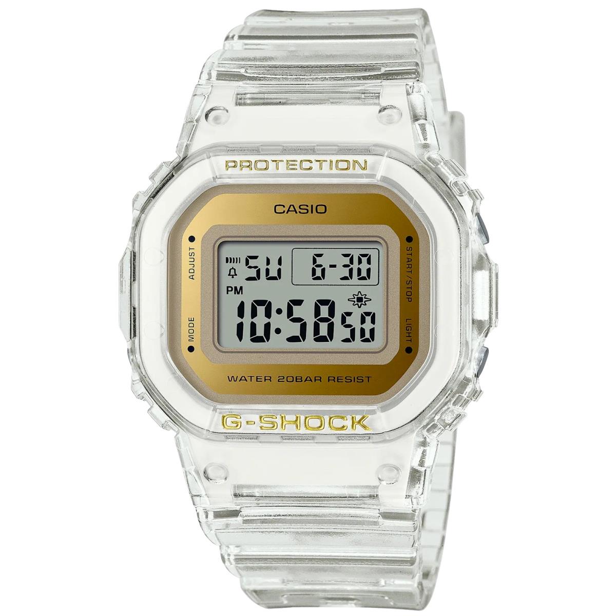 Casio G-shock S Series Transparent x Gold GMDS5600SG-7 Women`s Watch - Dial: Clear, Gold, Band: Gold, Clear, Bezel: Clear, Gold