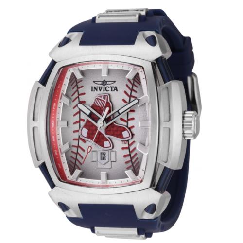 Invicta Mlb Boston Red Sox Men`s 53mm Limited Quartz Watch Blue Silicone 42826 - Dial: Gray, Band: Blue, Bezel: Silver