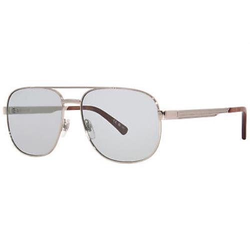 Gucci GG1223S 004 Sunglasses Men`s Silver/green Lenses Pilot Shape 60mm