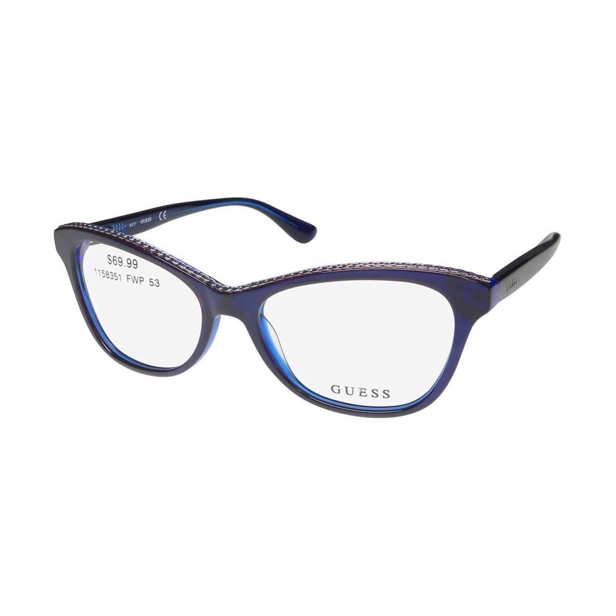 Guess 2624-3 Eyeglasses 53-16-135 Full-rim 092 Blue Cat Eye Plastic Womens