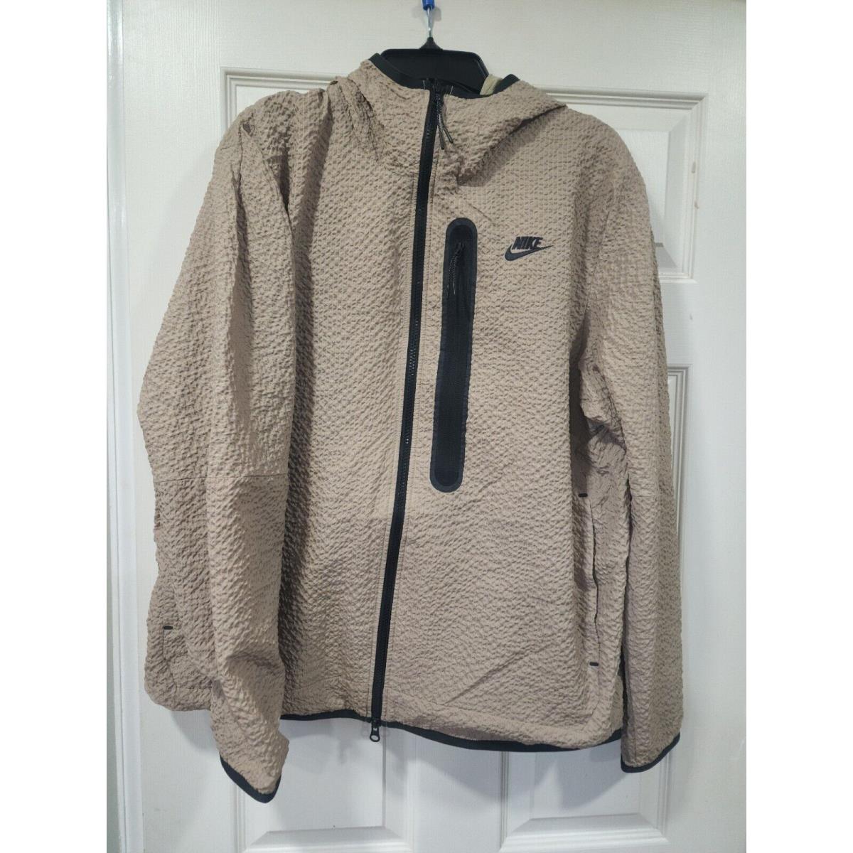 Nike Jacket Tech Essentials Mens Woven Xl/beige Black Hooded Full Zip