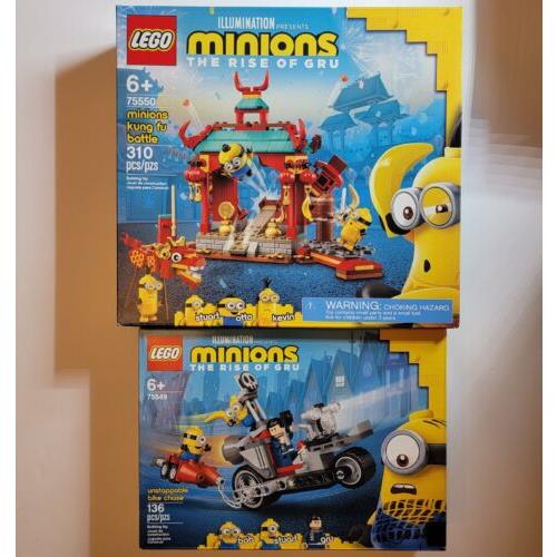 Lego Minions Kung Fu Battle Unstoppable Bike Chase Retired Sets 75549 / 75550