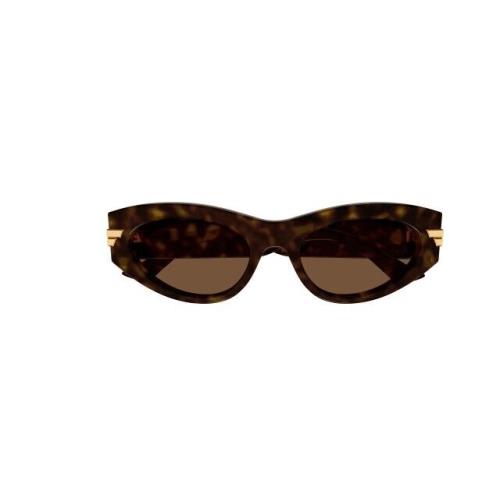 Bottega Veneta BV1189S 002 Havana/brown Oval Women`s Sunglasses