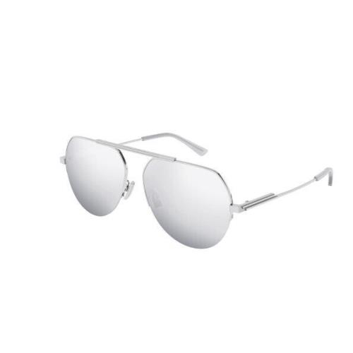 Bottega Veneta BV1150S 003 Silver/silver Mirrored Round Unisex Sunglasses