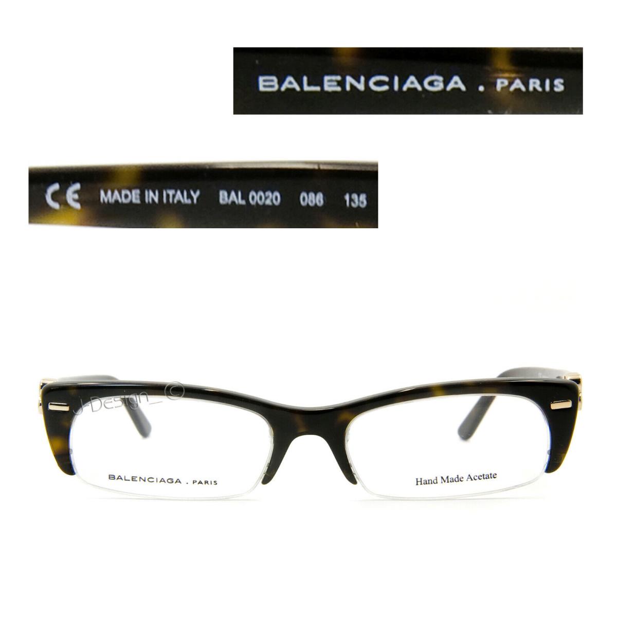 Balenciaga Paris BAL0020 086 Havana Half Rim Small Size 51/17/135 Eyeglasses