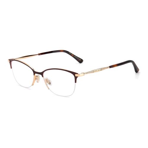 Jimmy Choo Women`s Eyeglasses JC300 6K3 Burgundy Gold Optical Frame 52-18-145