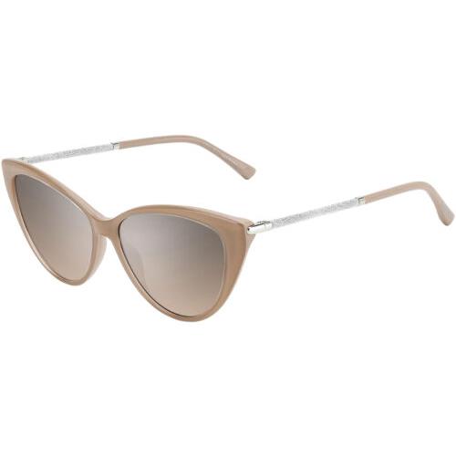 Jimmy Choo Val Women`s Cat Eye Sunglasses - 0FWM-G4 - Made in Italy - Frame: , Lens: Pink/Silver