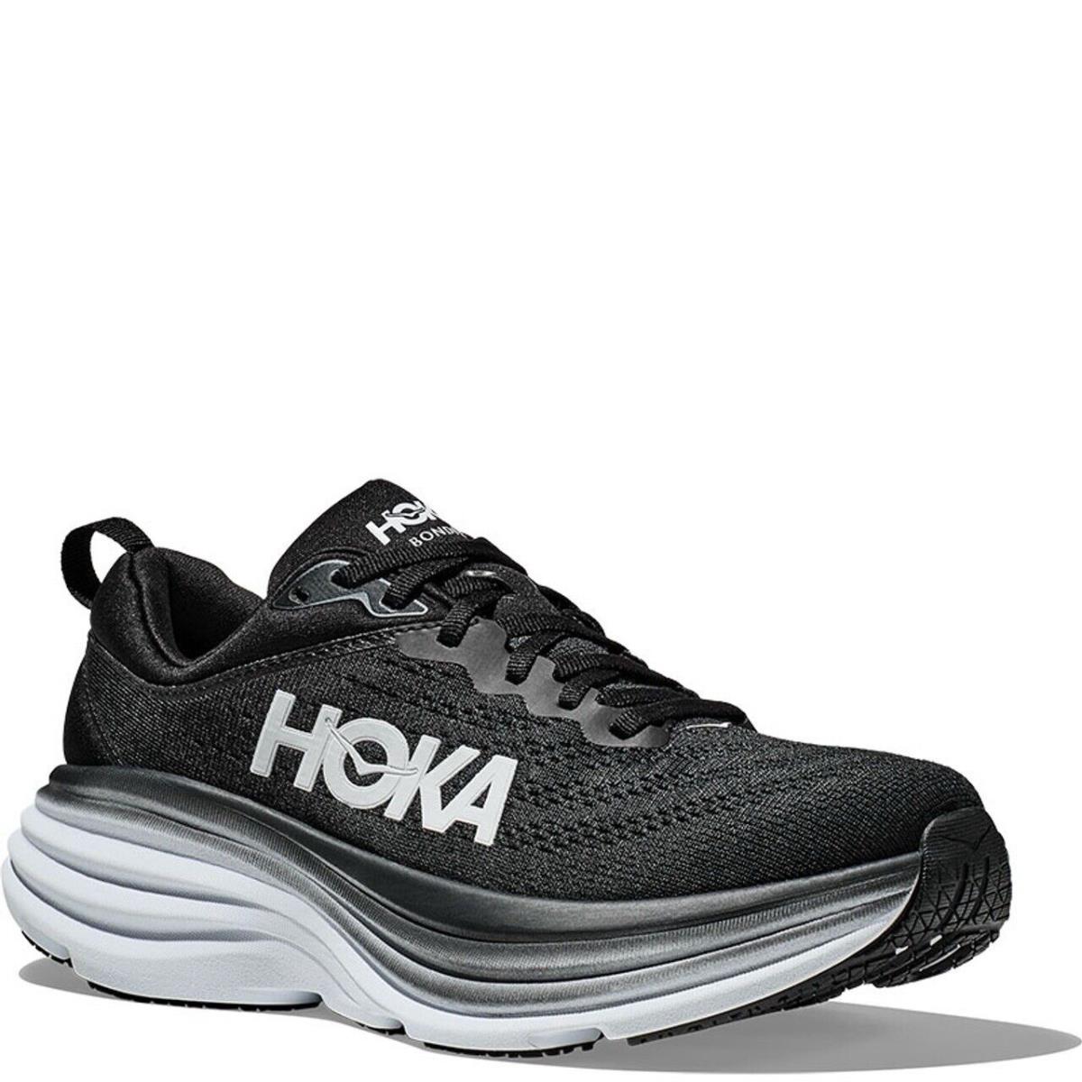 Hoka One One Bondi 8 Men s Size 10 D Running Shoes Black White 1123202 Bwht