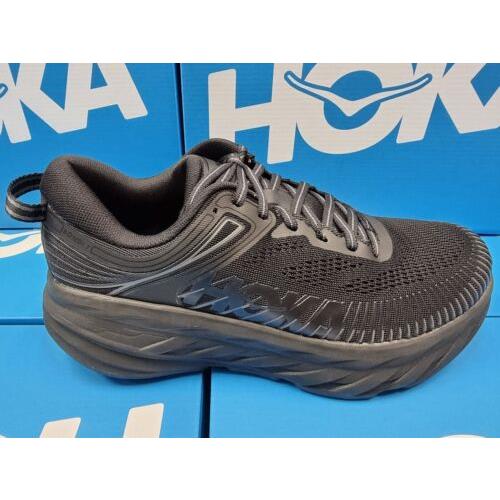 Hoka One One Men`s Bondi 7 Running Shoes Black/black Wide Width Size 12, 192410929214 - Hoka shoes - Black