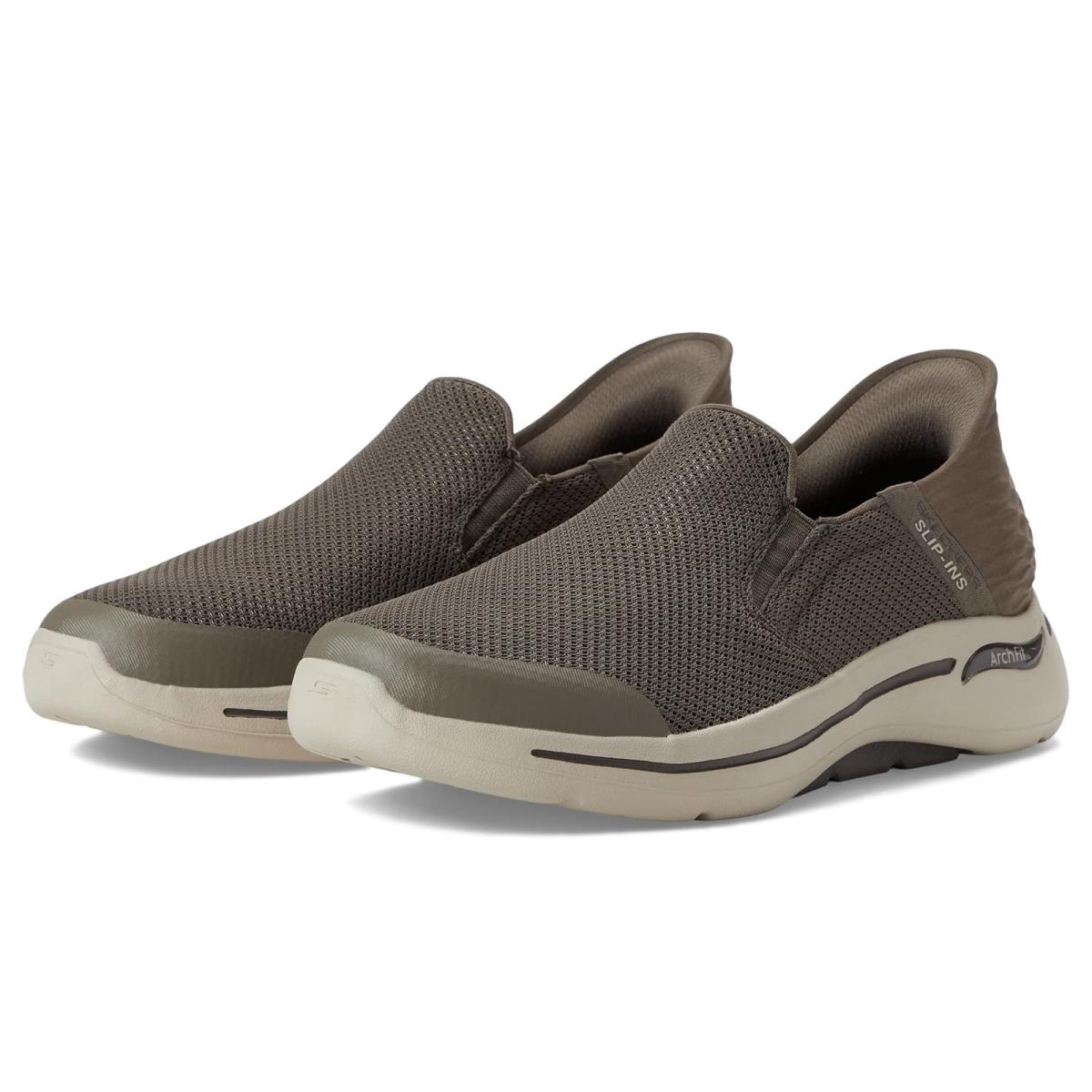 Man`s Shoes Skechers Performance Go Walk Arch Fit Slip-ins - Hands Free Taupe