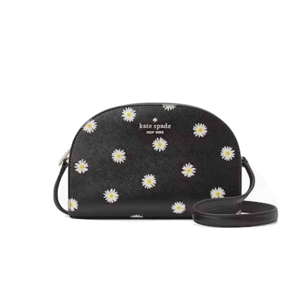 Kate Spade Perry Daisy Blooms Printed Floral Dome Crossbody Bag KA684 - Black Exterior