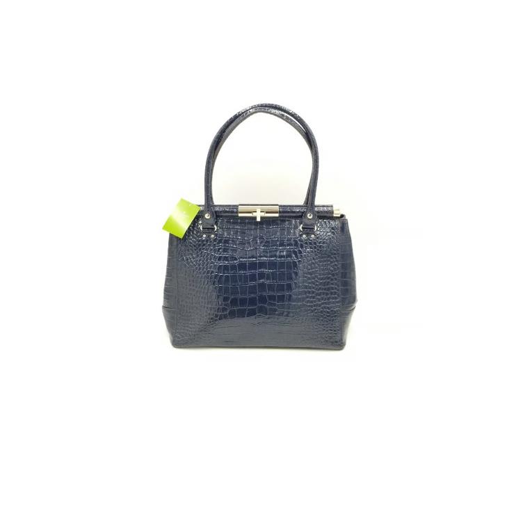 Kate Spade Knightsbridge Blue Patent Leather Crocodile Embossed Shoulder Bag