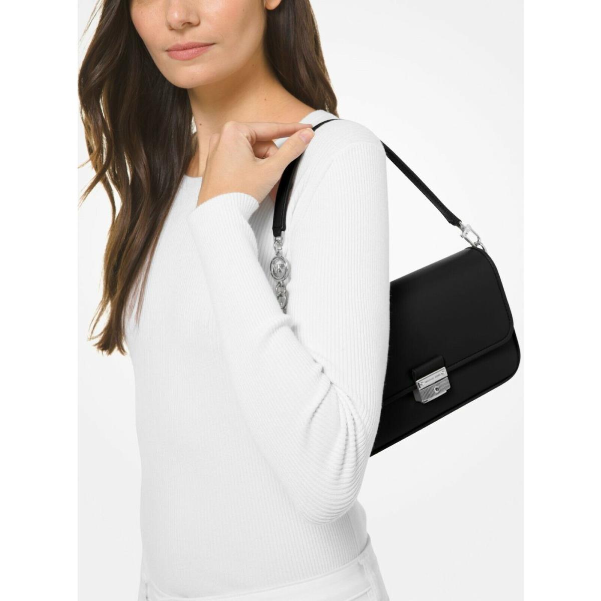 Michael Kors  bag  Bradshaw - Black , 1 Black Hand strap + 1 Black Crossbody/Shoulder Handle/Strap, Silver Hardware 5
