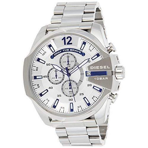 Diesel Men`s DZ4477 Mega Chief Analog Display Quartz Silver Watch