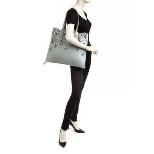 Marc Jacobs Runway Frost Blue Perforated Charm Pin Bag with Embellishments