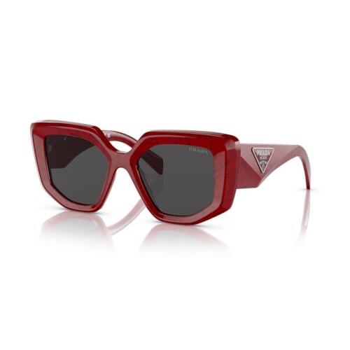 Prada Symbole PR 14ZS 15D5SO Red Marble Grey Gradient Lens Women Sunglasses
