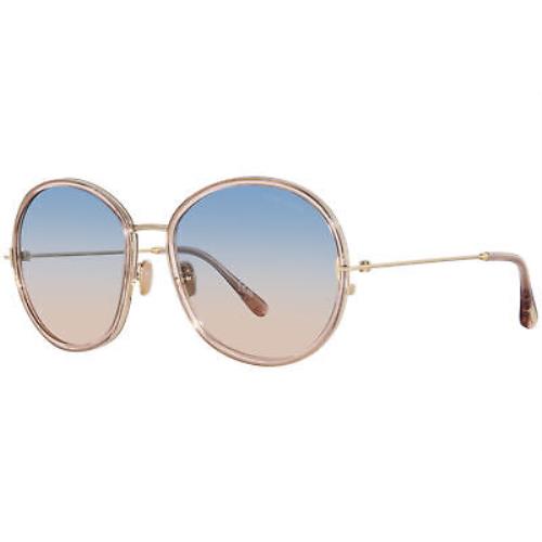 Tom Ford Hunter-02 TF946 72W Sunglasses Women`s Powder Pink/grad Blue 58mm