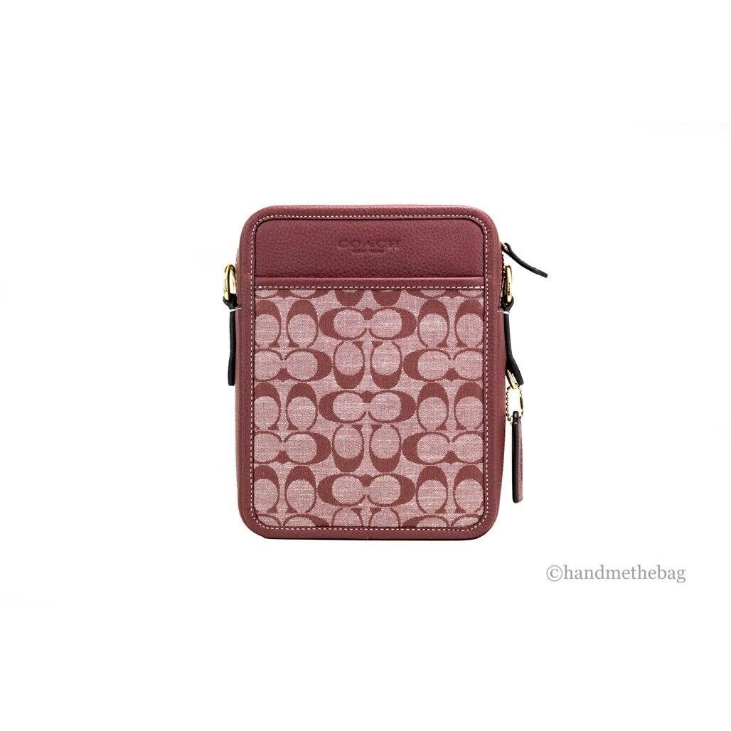 COACH CG993 Sullivan Pack In Signature Chambray & Leather Sling Bag  Brass/Wine