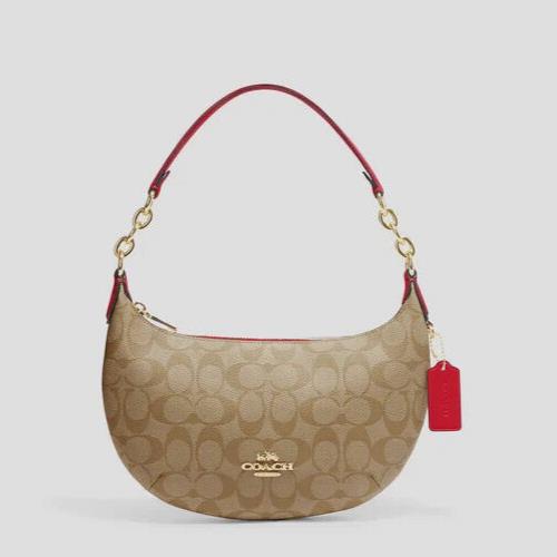 Coach  bag  Payton - Electric Red Handle/Strap, Gold Hardware, Khaki / Electric Red Exterior 15