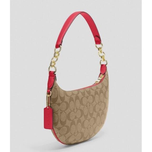 Coach  bag  Payton - Electric Red Handle/Strap, Gold Hardware, Khaki / Electric Red Exterior 16