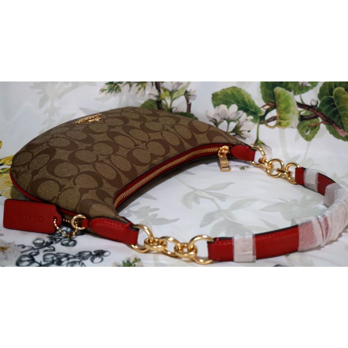 Coach  bag  Payton - Electric Red Handle/Strap, Gold Hardware, Khaki / Electric Red Exterior 9
