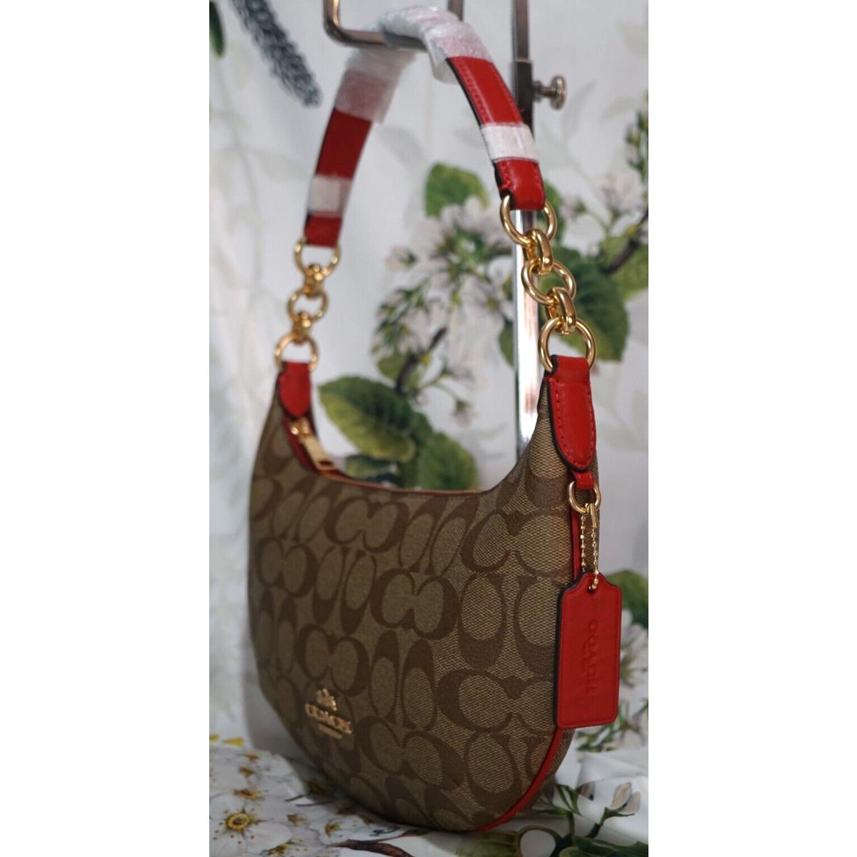 Coach  bag  Payton - Electric Red Handle/Strap, Gold Hardware, Khaki / Electric Red Exterior 5