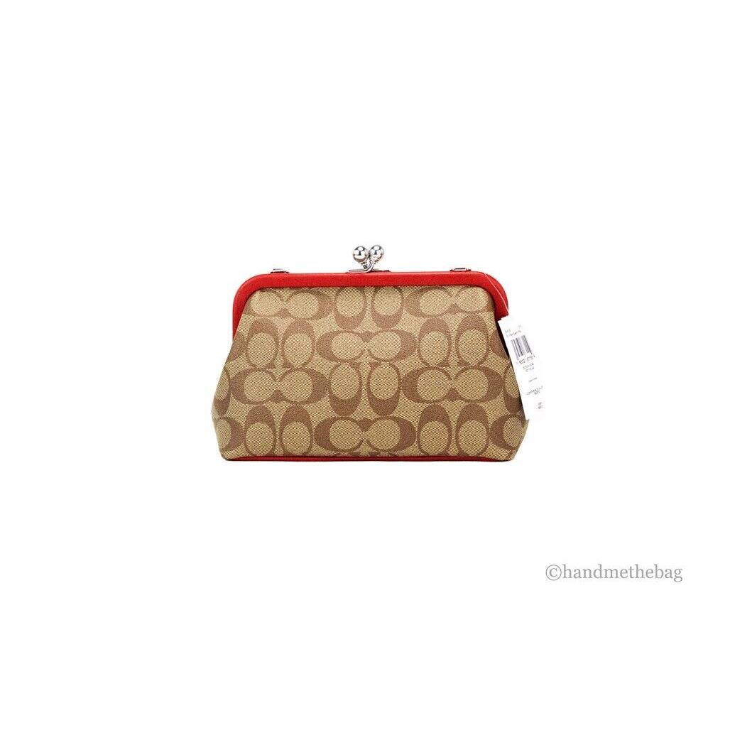 Coach  bag  Nora - Red Handle/Strap, Silver Hardware, Khaki Exterior 1