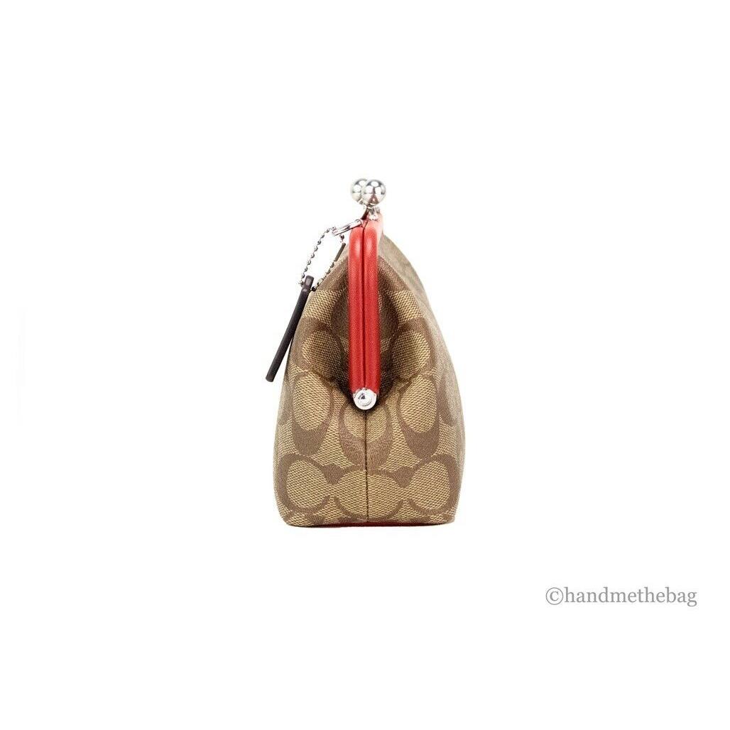Coach  bag  Nora - Red Handle/Strap, Silver Hardware, Khaki Exterior 2