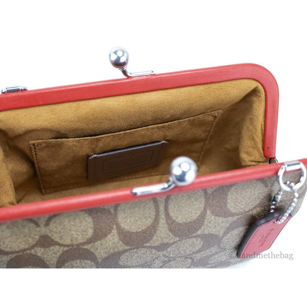 Coach  bag  Nora - Red Handle/Strap, Silver Hardware, Khaki Exterior 4