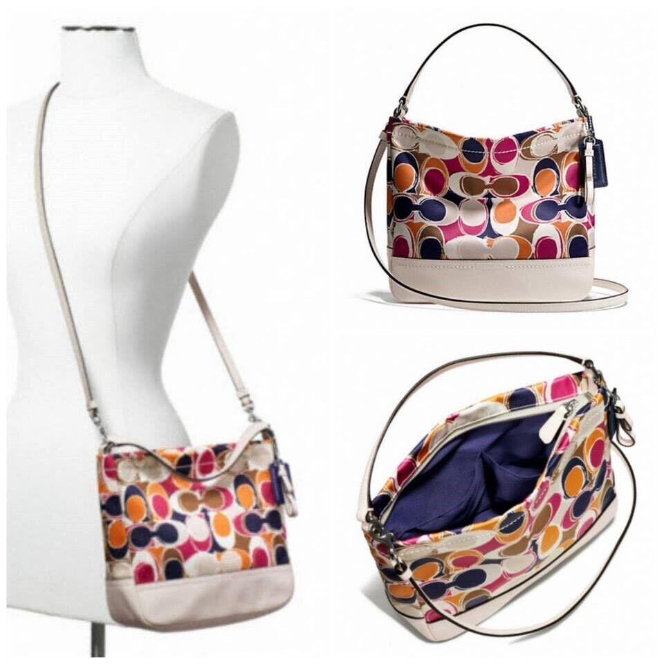 Coach Park Hand Drawn Scarf Print Multicolor Hobo Shoulder Bag Purse F23282