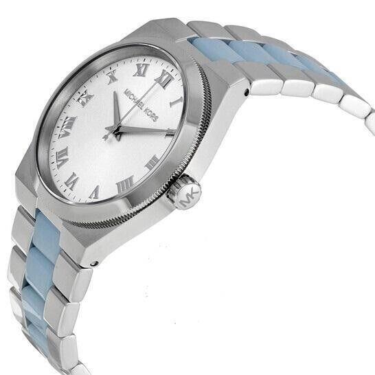 Michael Kors Women s Channing Stainless Steel Quartz Watch MK6150 - Dial: Silver, Band: Blue