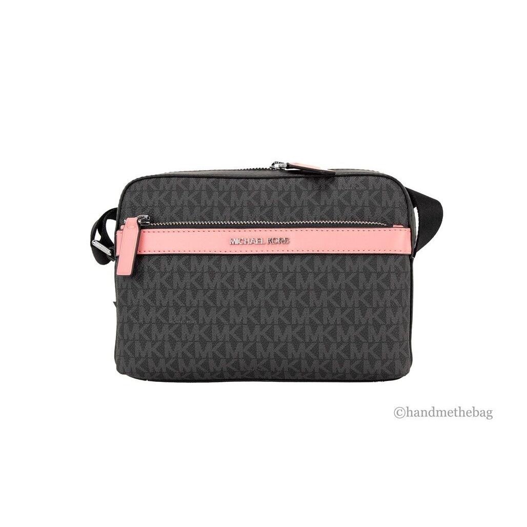 Michael Kors Cooper Small Black Pink Signature Pvc Utility Crossbody Bag