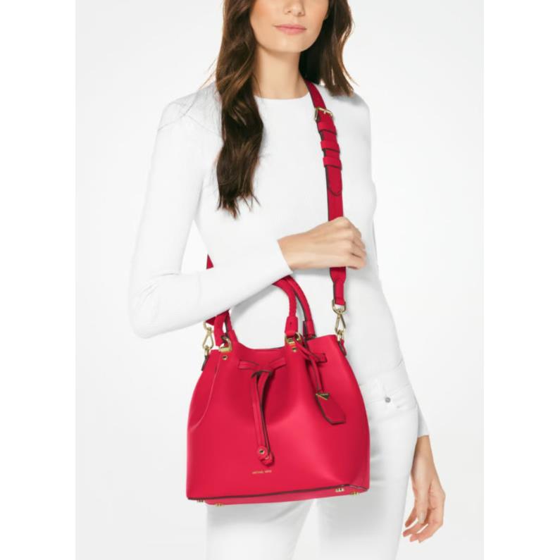 Michael Kors Red Blakely Bucket Bag with Drawstring Closure Fash Brands