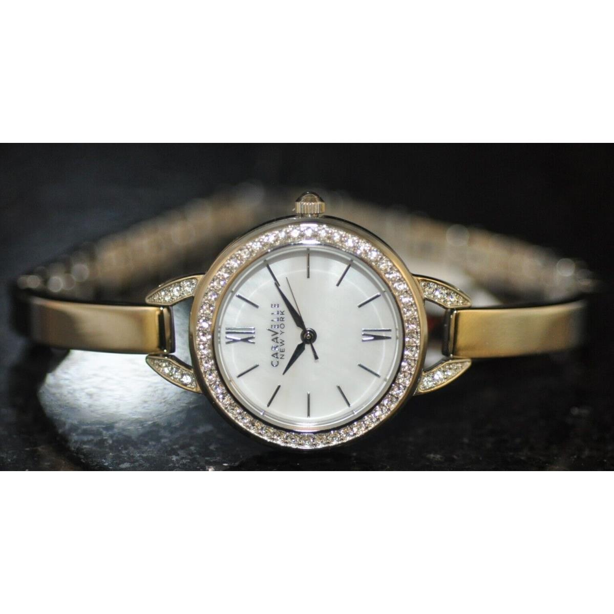 Caravelle York Ladies White Mop Dial Stainless Steel Watch 43L166