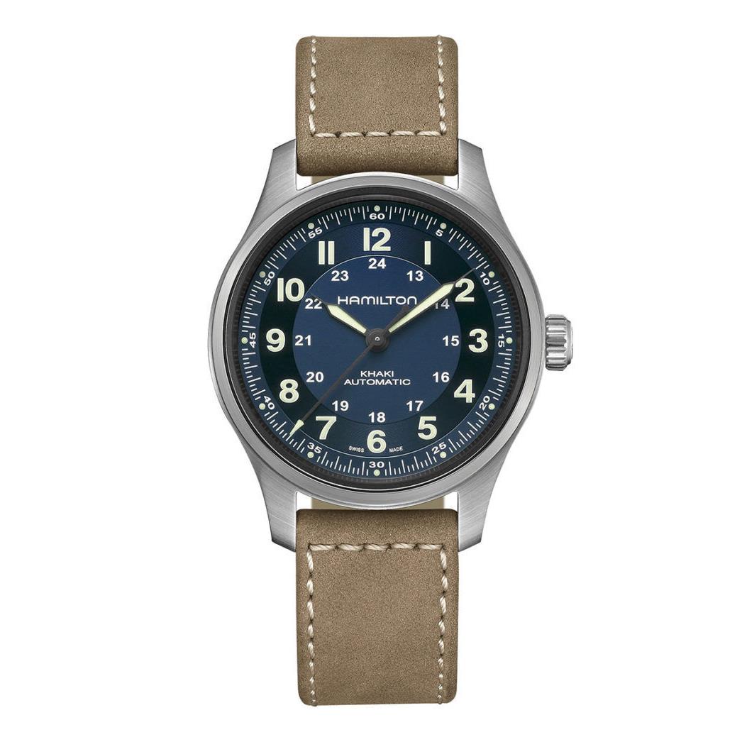 Hamilton Khaki Field Titanium Case Blue Dial Brown Strap 42MM H70545540