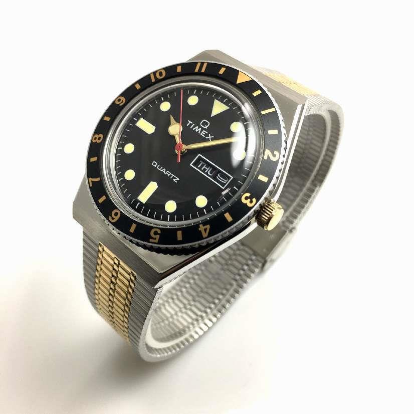 Men`s Timex Q Reissue Diver Style Day-date Two-tone Watch TW2V18500 - Band: Two Tone