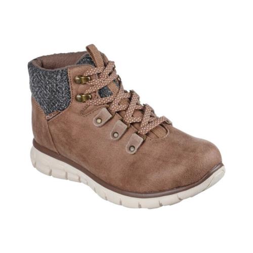 Womens Skechers Synergy Cold Daze Water Repellent Hiker Tan Fabric Shoes
