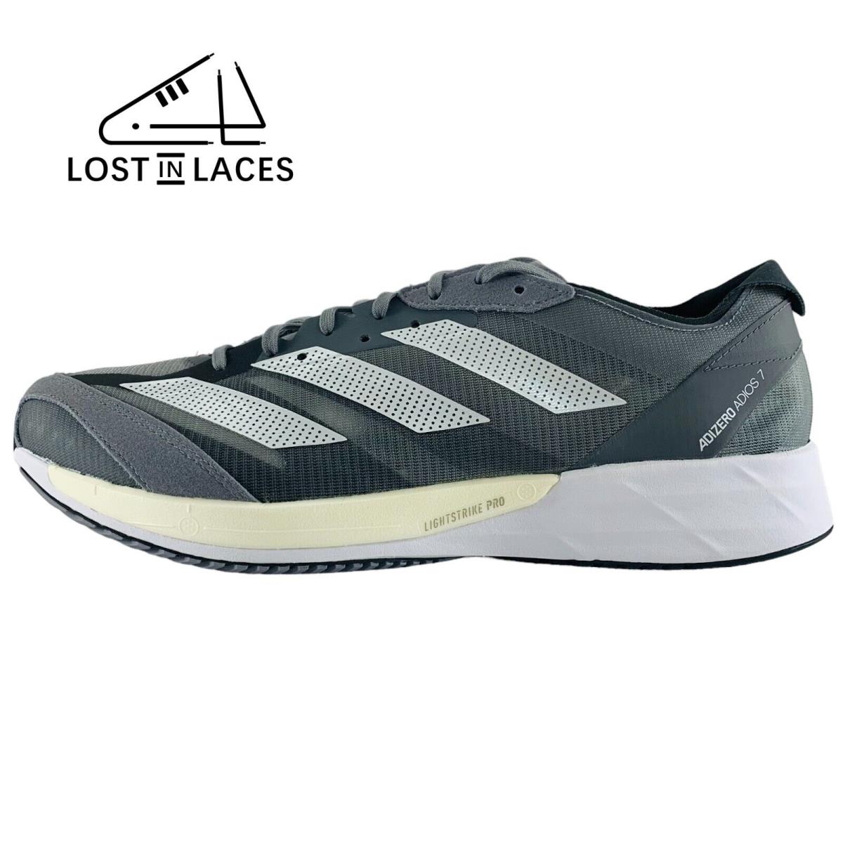 Adidas Adizero Adios 7 Grey White Lightweight Running Shoes GV7071 Men`s Sizes - Gray