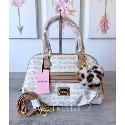 Juicy Couture Bag Daydream Satchel Handbag - Pecan Brown White Logo Print