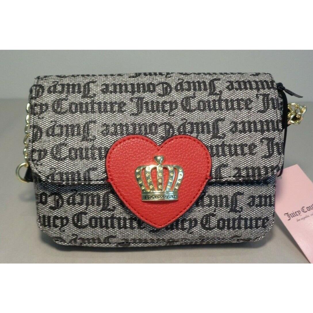 Juicy Couture Carried Away Flap Heart Women`s Crossbody Purse Handbag Bag