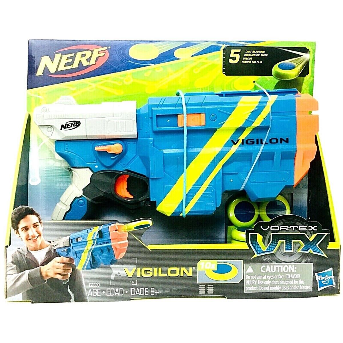 Hasbro Nerf Vortex Vtx Vigilon Blaster 10 Soar Ricochet Discs Age 8 Years Up