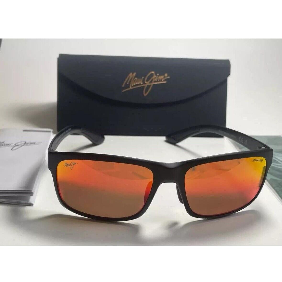 Maui Jim One Way RM439-35UTD Rectangular Polarized Sunglasses Matte Black/lava